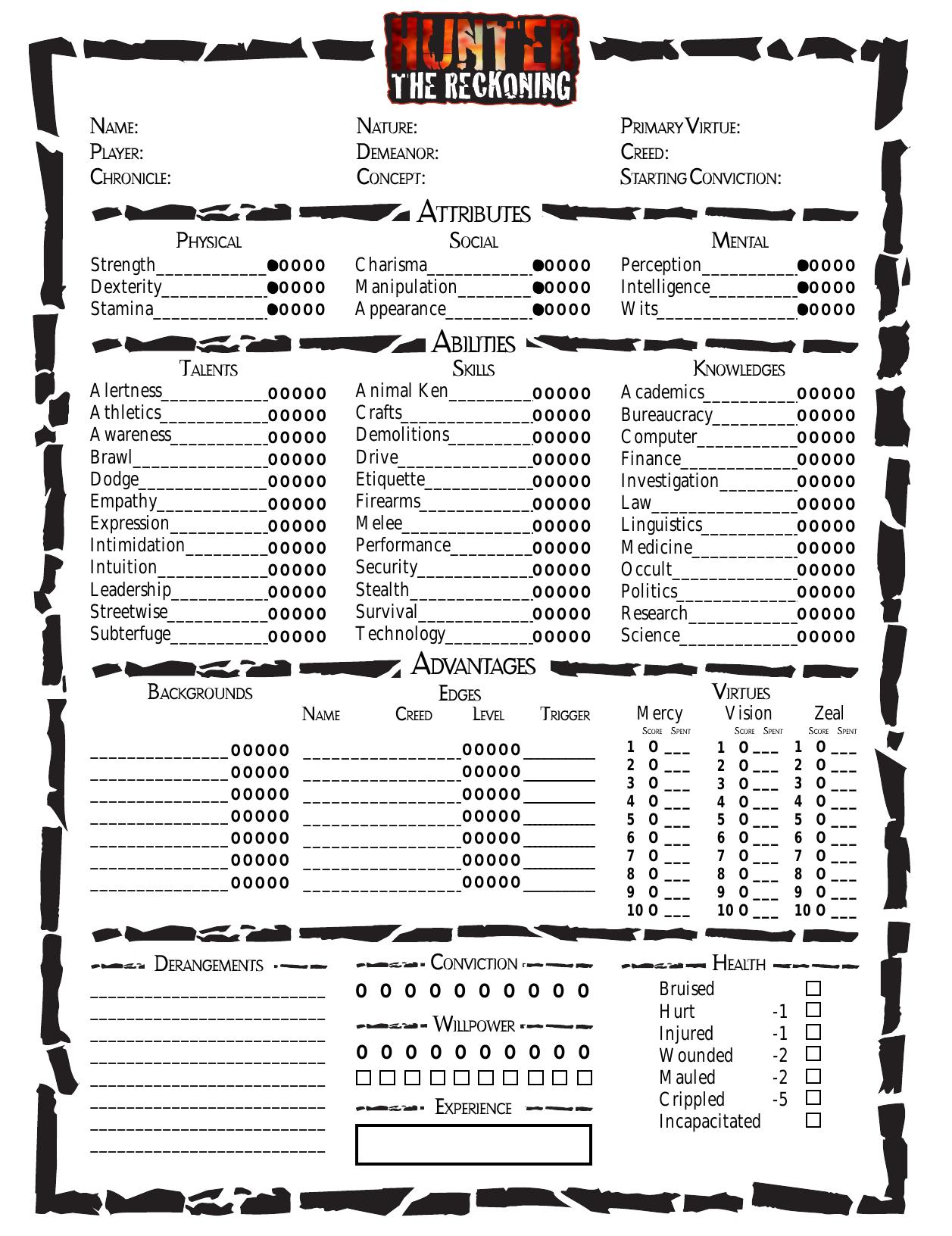 p - Character Sheet by Chris McDonough