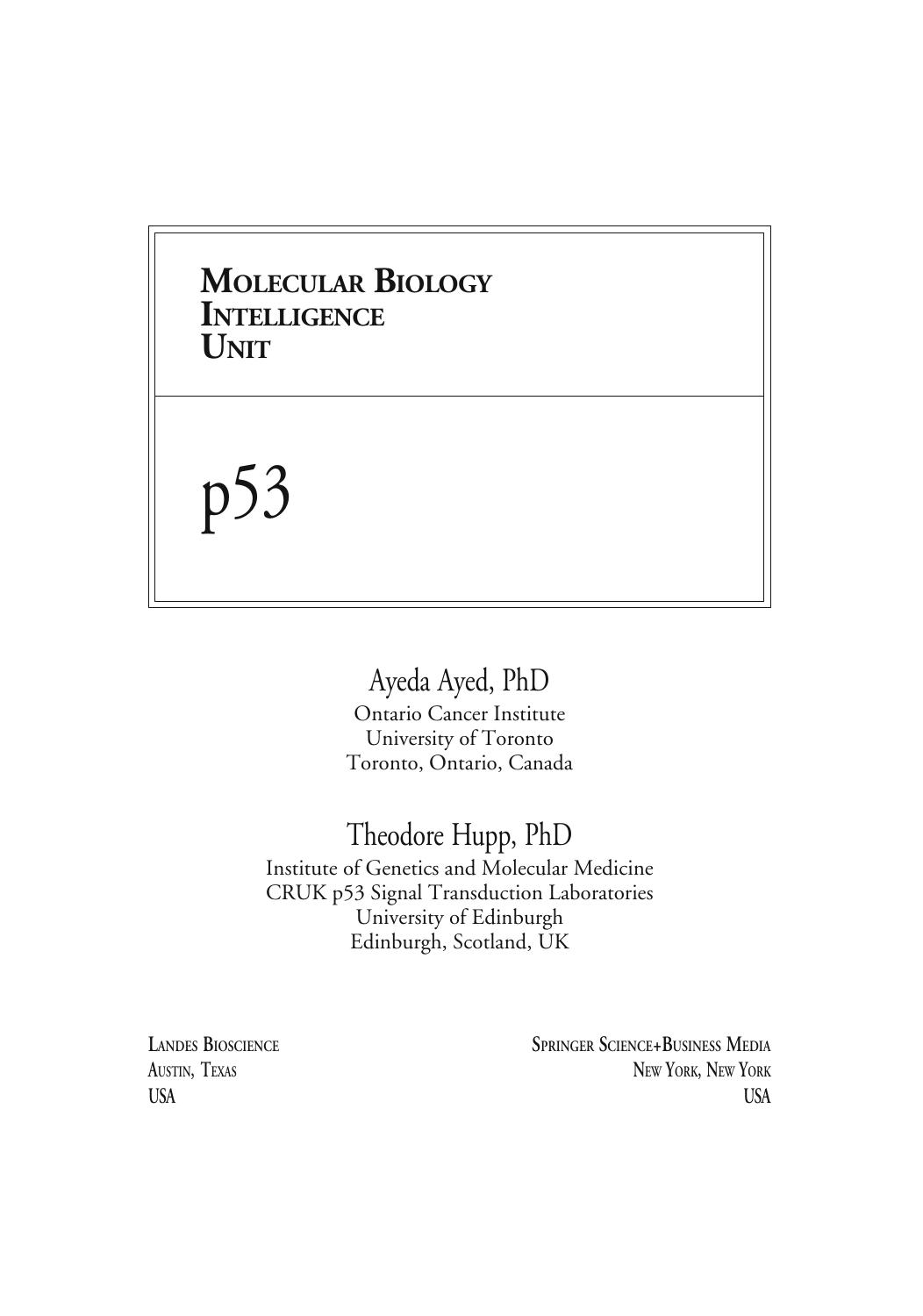 p53 by Ayeda Ayed PhD Theodore Hupp PhD (auth.)