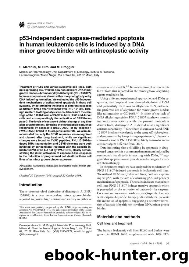 p53-Independent caspase-mediated apoptosis in human leukaemic cells is induced by a DNA minor groove binder with antineoplastic activity by Unknown