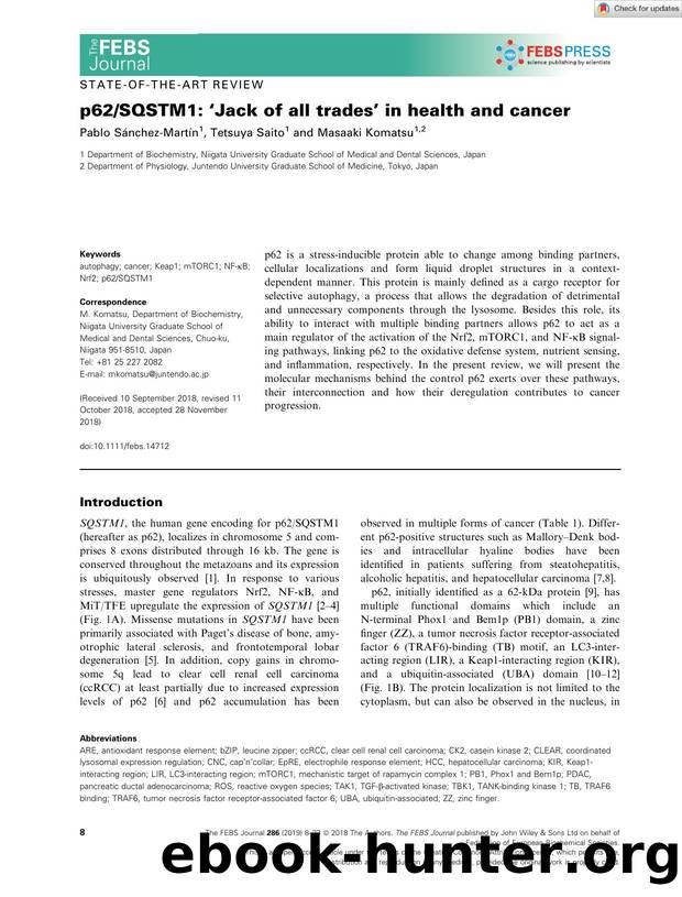 p62SQSTM1: âJack of all tradesâ in health and cancer by Unknown