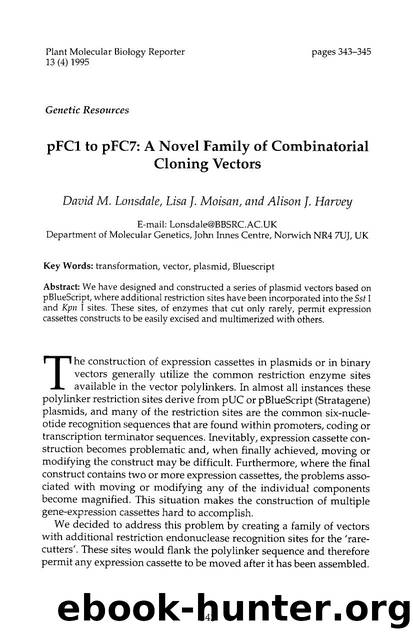 pFC1 to pFC7: A novel family of combinatorial cloning vectors by Unknown
