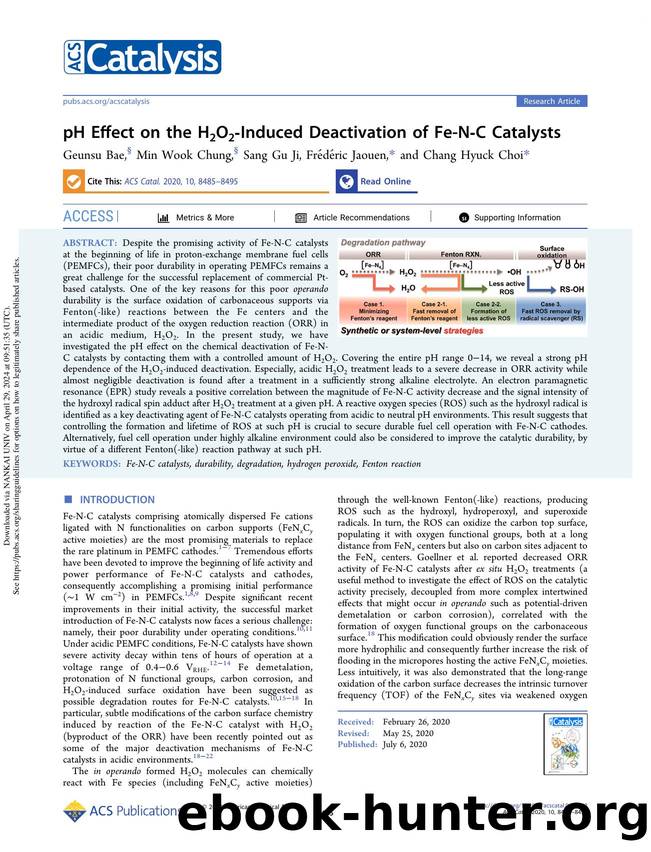 pH Effect on the H2O2-Induced Deactivation of Fe-N-C Catalysts by Geunsu Bae Min Wook Chung Sang Gu Ji Frédéric Jaouen & Chang Hyuck Choi