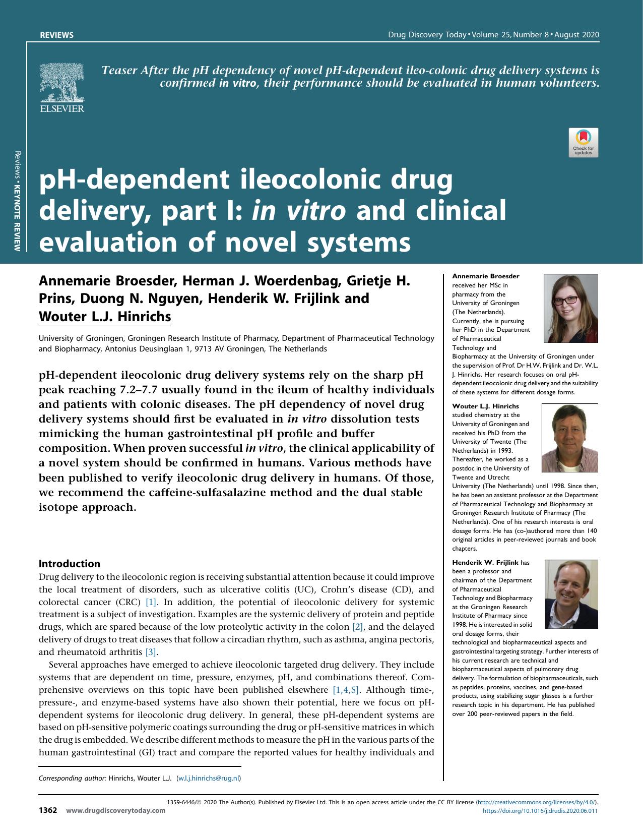pH-dependent ileocolonic drug delivery, part I: in vitro and clinical evaluation of novel systems by unknow