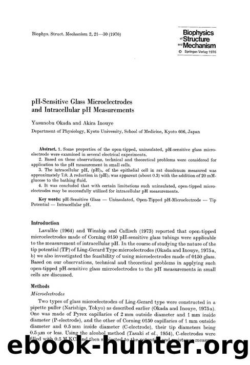 pH-sensitive glass microelectrodes and intracellular pH measurements by Unknown