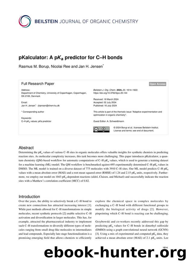 pKalculator: A pKa predictor for CâH bonds by Rasmus M. Borup Nicolai Ree Jan H. Jensen