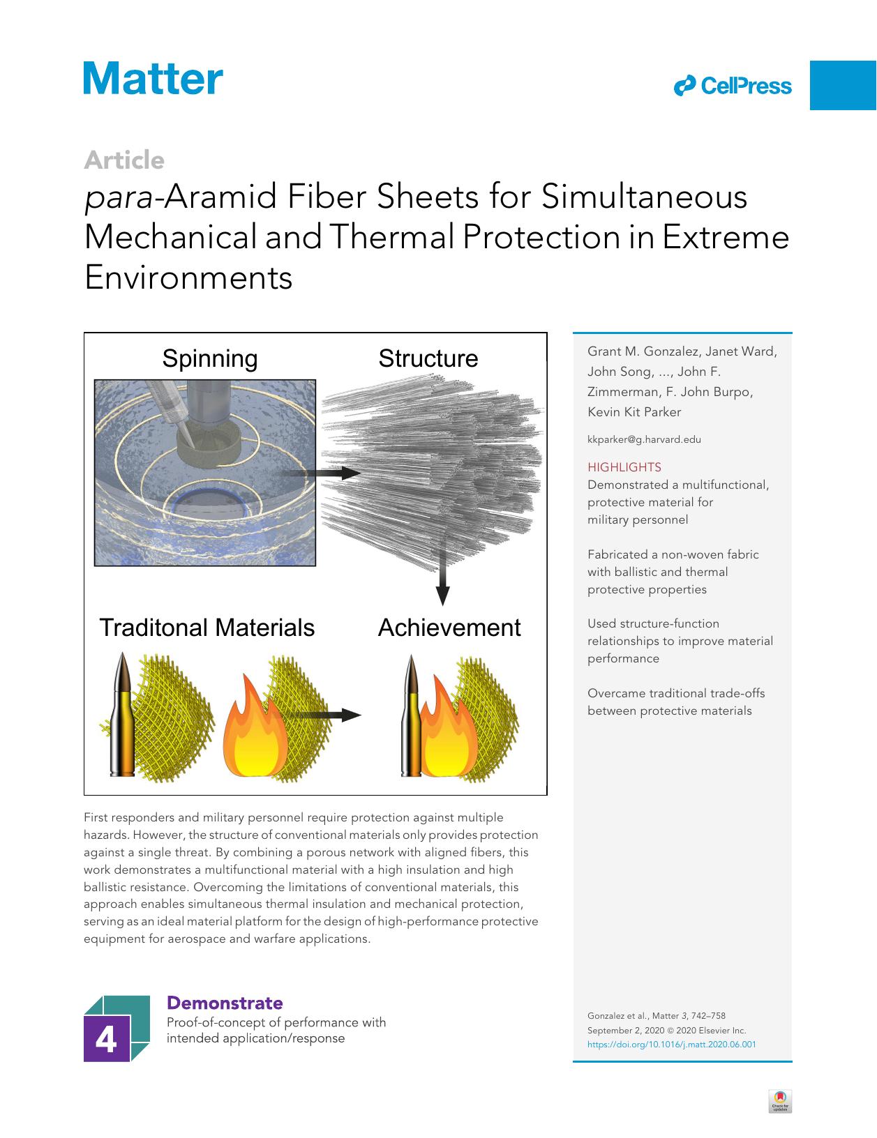para-Aramid Fiber Sheets for Simultaneous Mechanical and Thermal Protection in Extreme Environments by unknow
