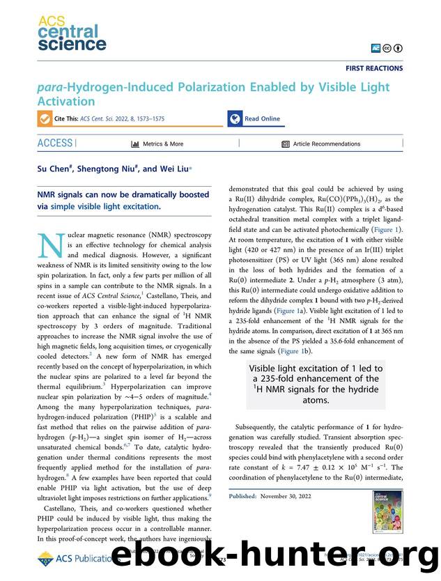 para-Hydrogen-Induced Polarization Enabled by Visible Light Activation by Su Chen & Shengtong Niu & Wei Liu (ORCID: g/0000-0001-6249-3179)