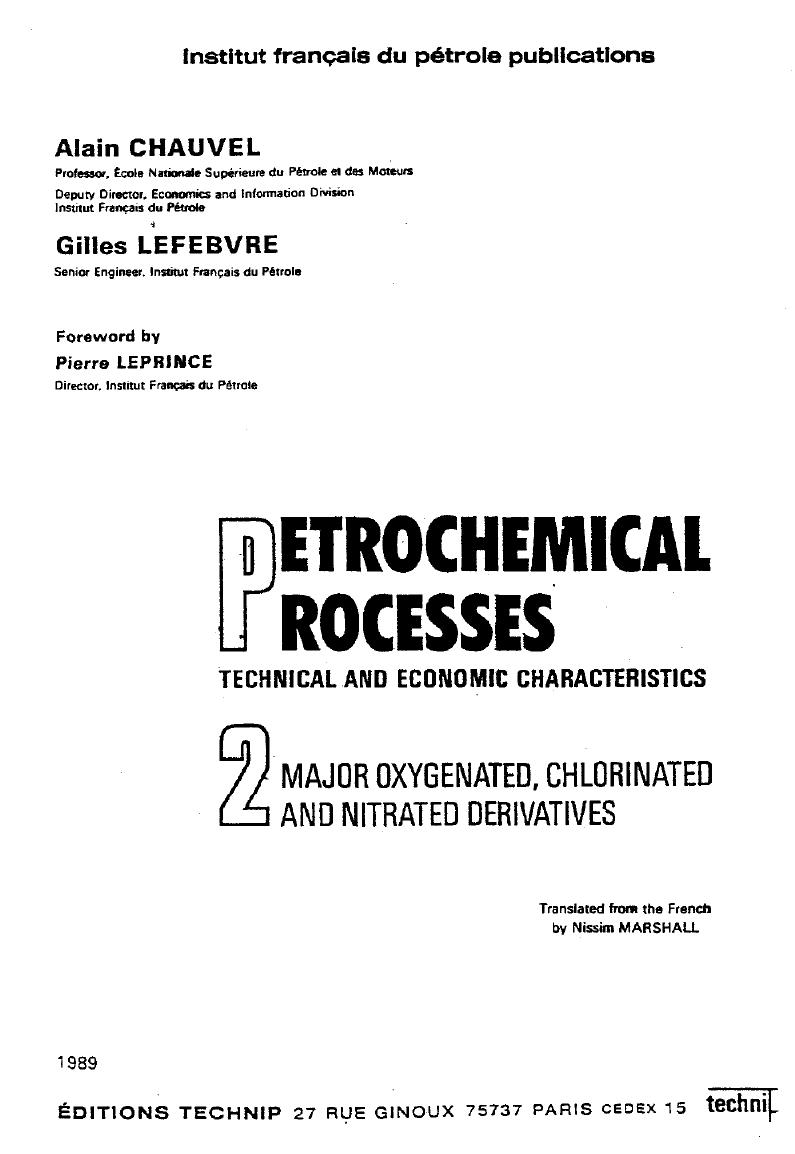 petrochemical processes by major oxygenated chlorinated & nitrated derivatives