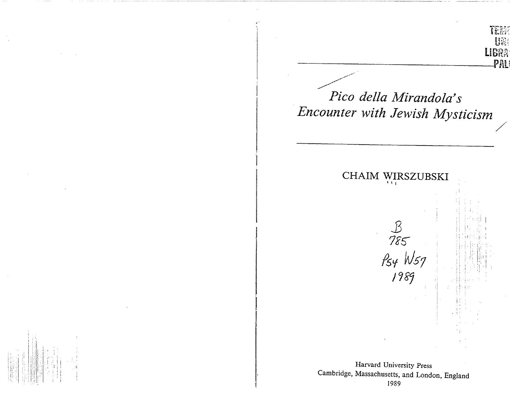 picos encounter with jewish mysticism by Unknown