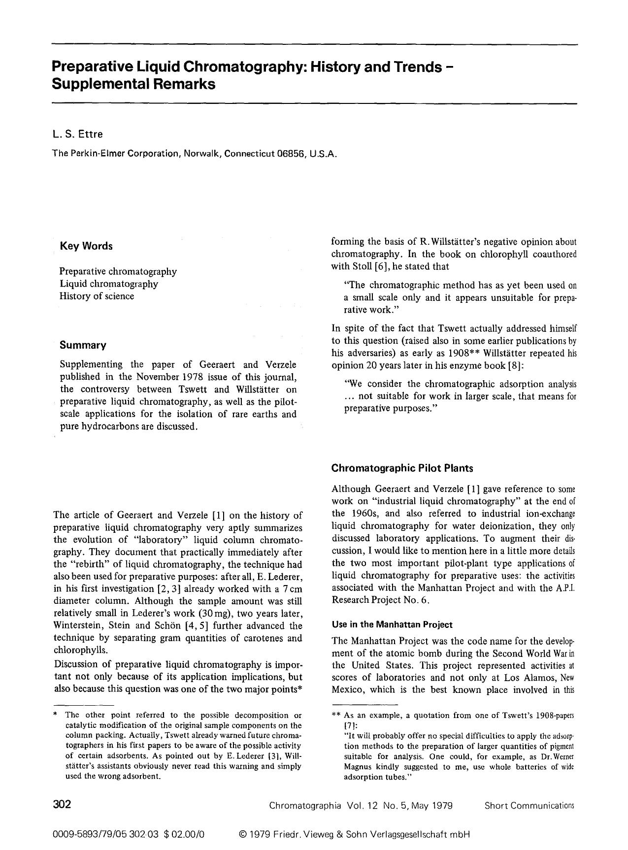 preparative liquid chromatography: History and trends-supplemental remarks by Unknown