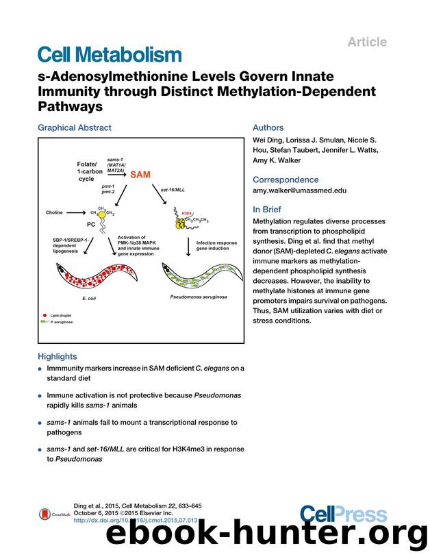 s-Adenosylmethionine Levels Govern Innate Immunity through Distinct Methylation-Dependent Pathways by unknow