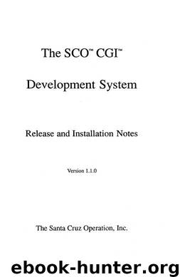 sco :: system V 2.x :: SCO CGI Release and Installation Notes Version 1.1.0 Mar89 by Unknown