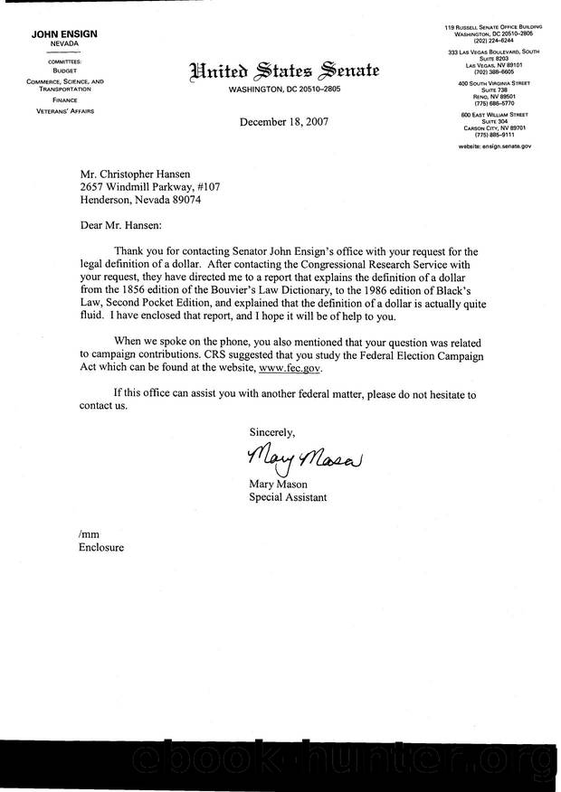 senator-john-ensign-office-reply by Unknown