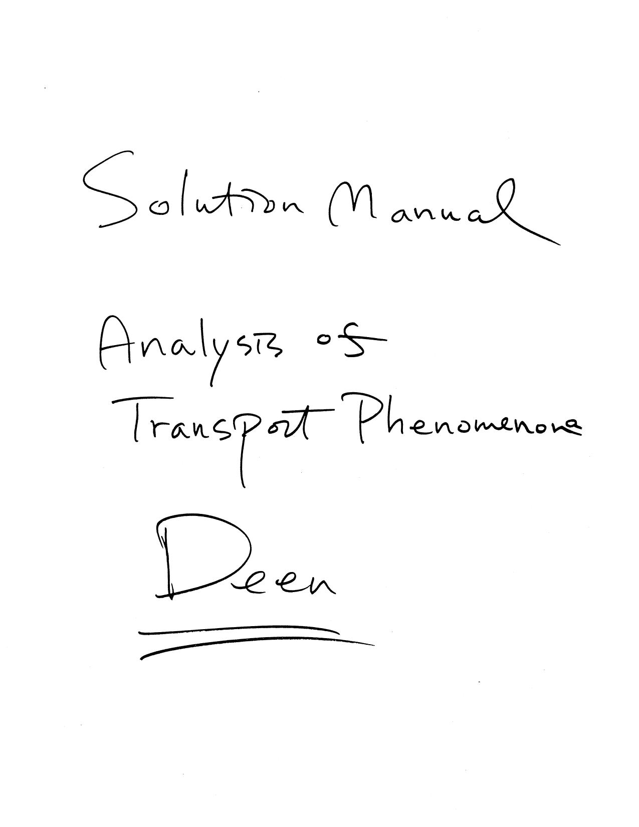 solutions manual ta Analysis of Transport Phenomena (1st ed.) by ĐËËÑ