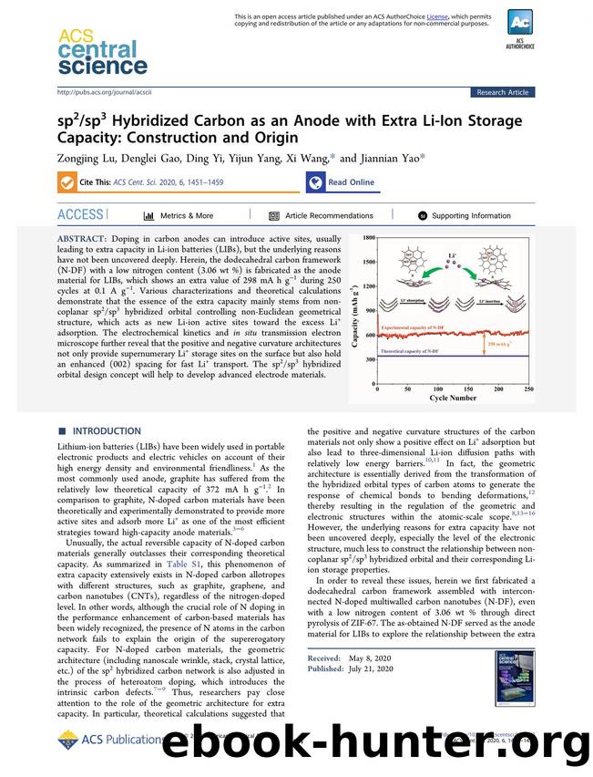 sp2sp3 Hybridized Carbon as an Anode with Extra Li-Ion Storage Capacity: Construction and Origin by unknow