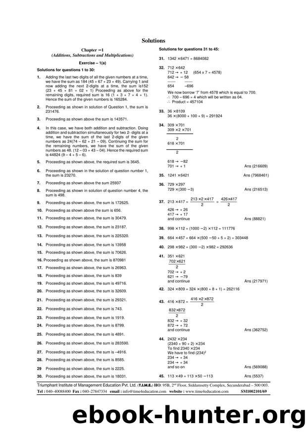 speed math test solution 1-30 by Unknown