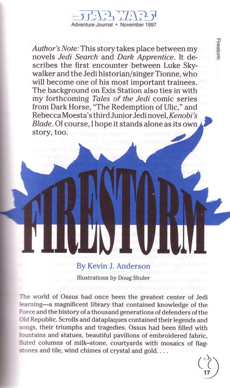 star wars adventure journal 15 firestorm by kevin j anderson by Unknown