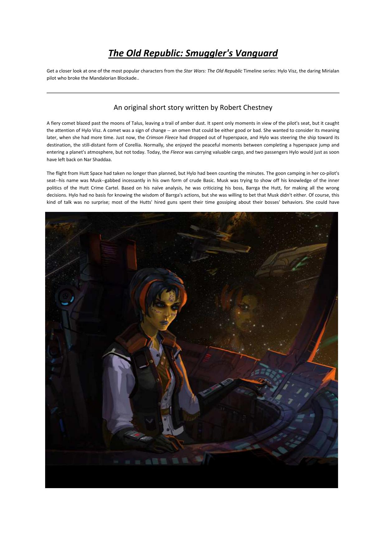 star wars the old republic game short story smugglers vanguard by robert chestney by Hampta