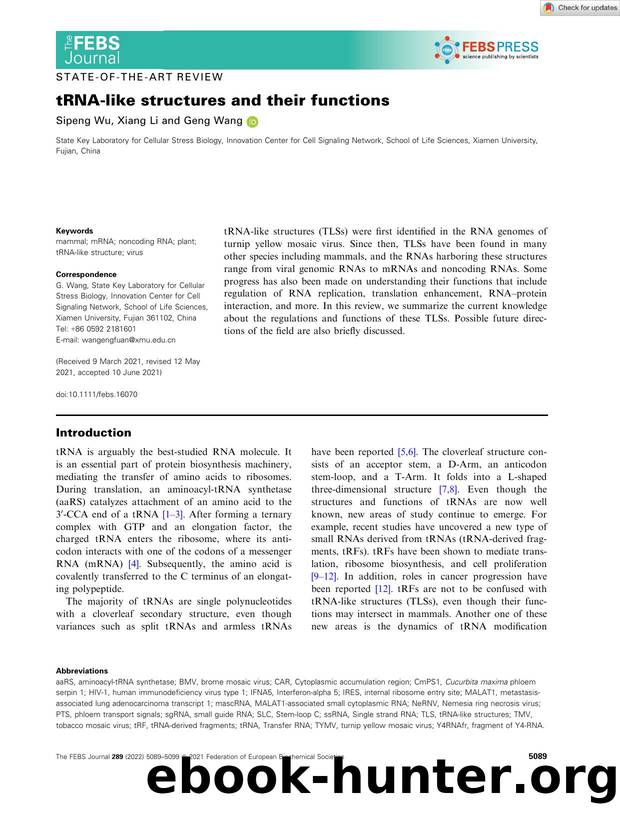 tRNAâlike structures and their functions by Unknown