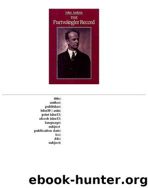 the Furtwängler Record by John Ardoin
