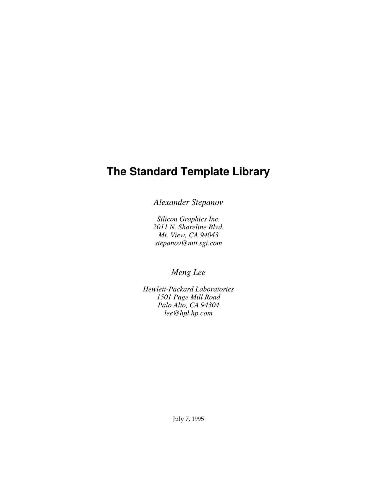 the Standard Template Library by Unknown