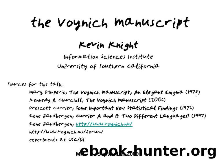 the Voynich Manuscript  a mystery by knight