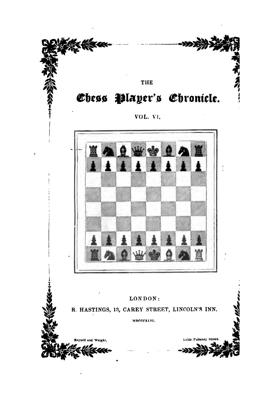 the chess player's chronicle by m. brede of altona