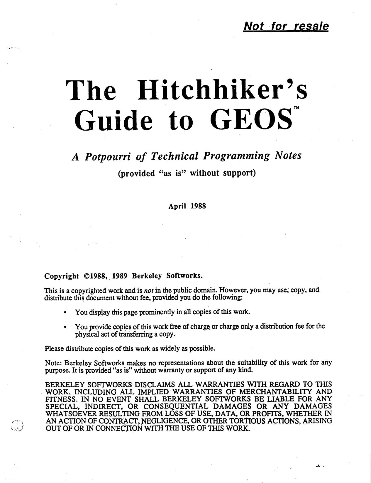 the hitchhikers guide to geos by Unknown
