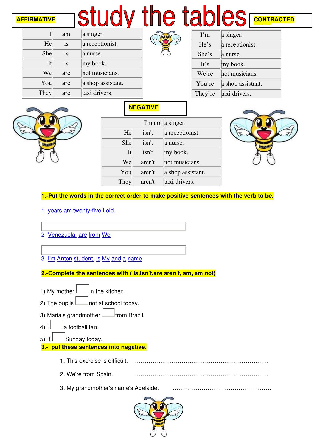 to-be-worksheet by LINGUA