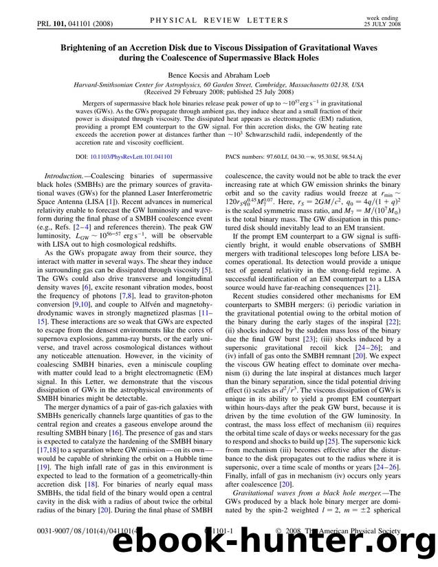 untitled by Brightening of an Accretion Disk due to Viscous Dissipation of Gravitational Waves... (2008)