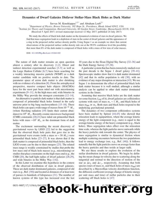 untitled by Dynamics of Dwarf Galaxies Disfavor Stellar-Mass Black Holes as Dark Matter (2017)