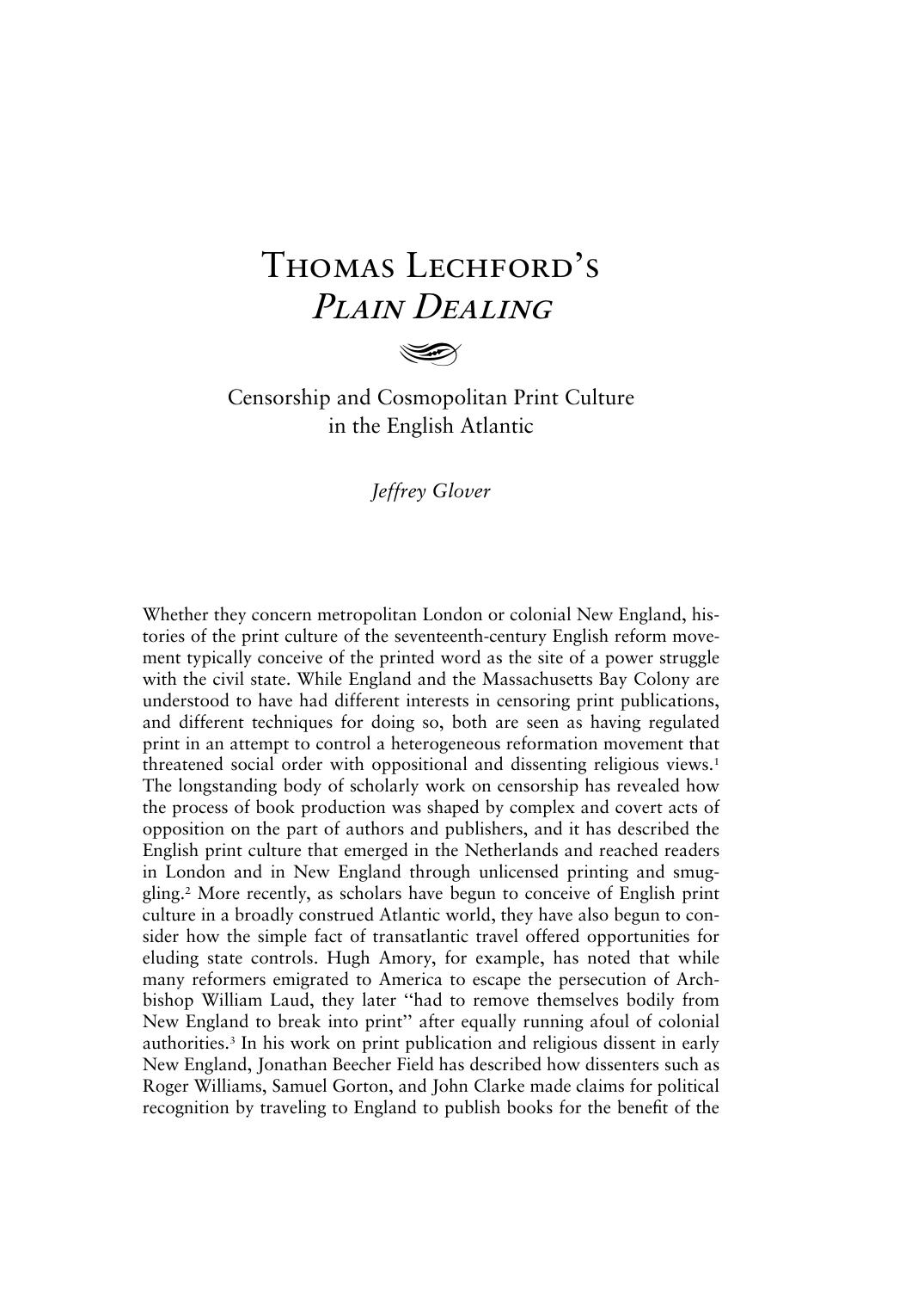 untitled by Thomas Lechford's Plain Dealing (2007) 10 Book History