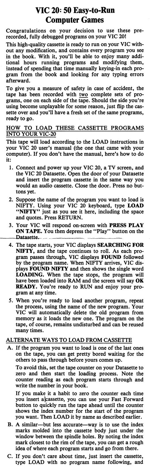 vic-20 50 easy-to-run computer games by Unknown