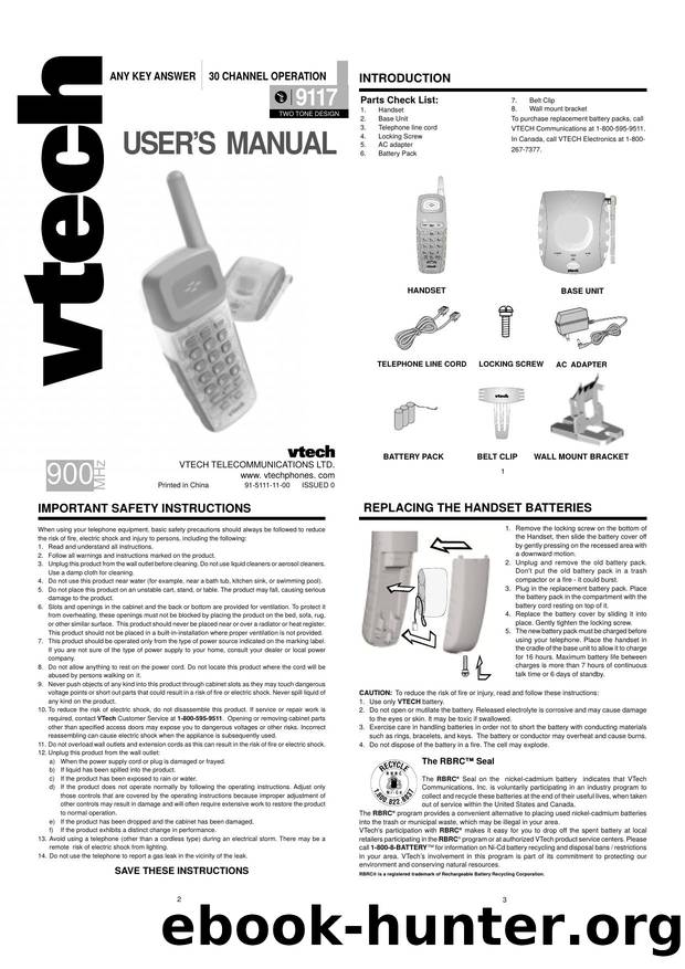 vt9117 900 MHz cordless telephone by Unknown
