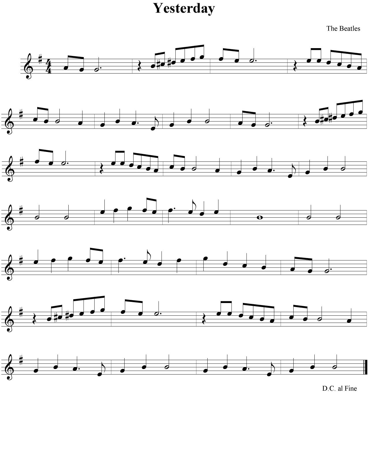yesterday (The Beatles). 2 by Unknown